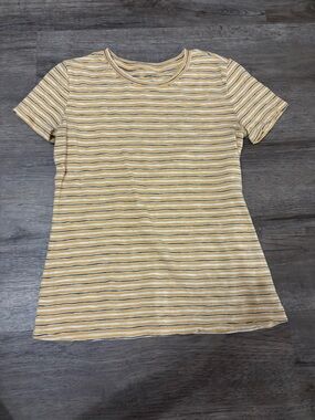 LC Lauren Conrad Yellow and White Striped Short Sleeve Tee